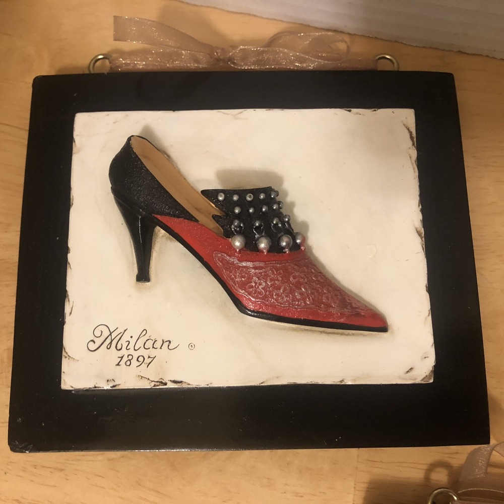 Shoe Wall Decor, Paris/Milan 1897 Resin? Wall Decor 3D Set Of 3